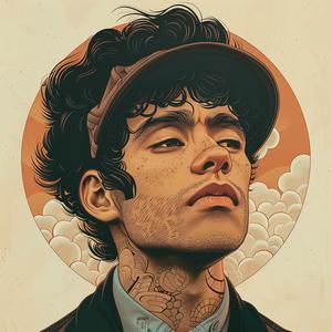 surreal  album  cover  male  model  Risograph  symbolist  hyper-realistic  screenprinting  tattoos 1077559
