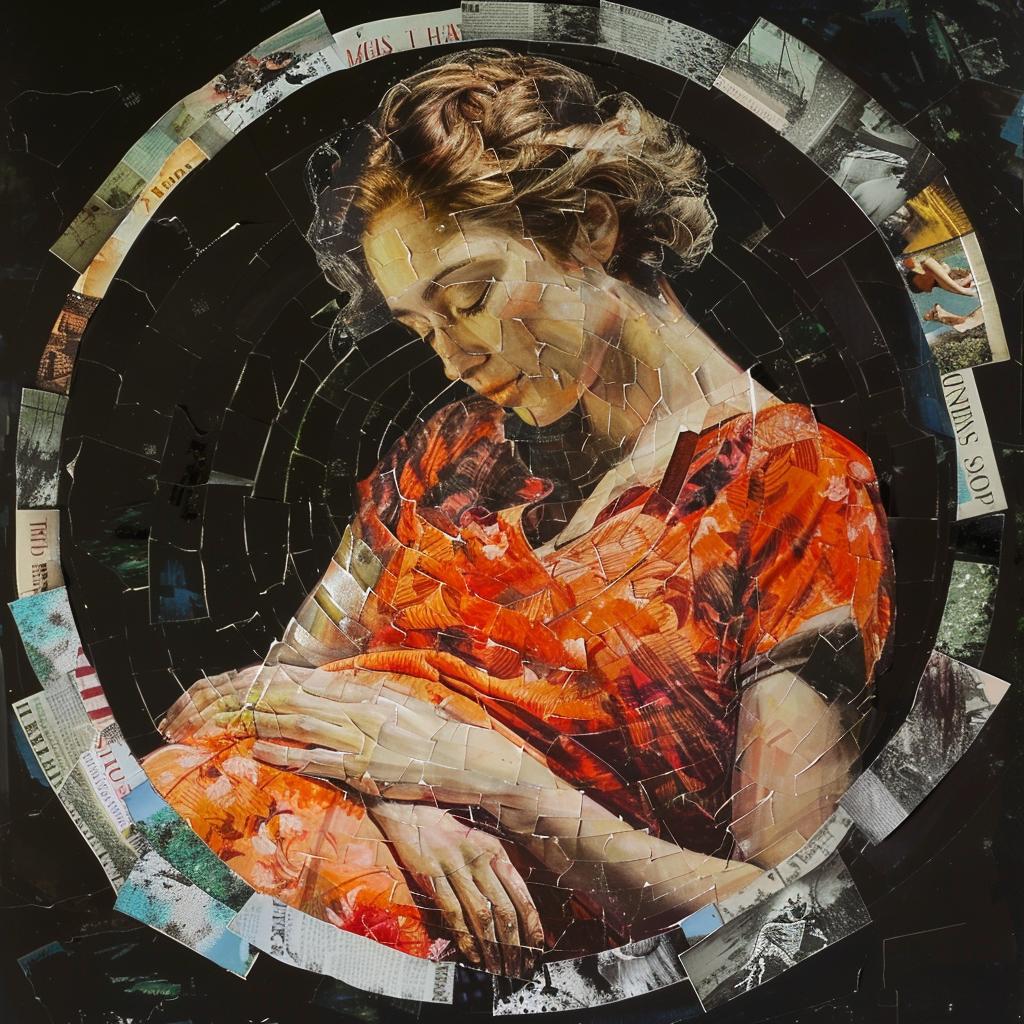 woman  womb  collage  magazine  paper  circle  belly  art  abstract  composition 1020041