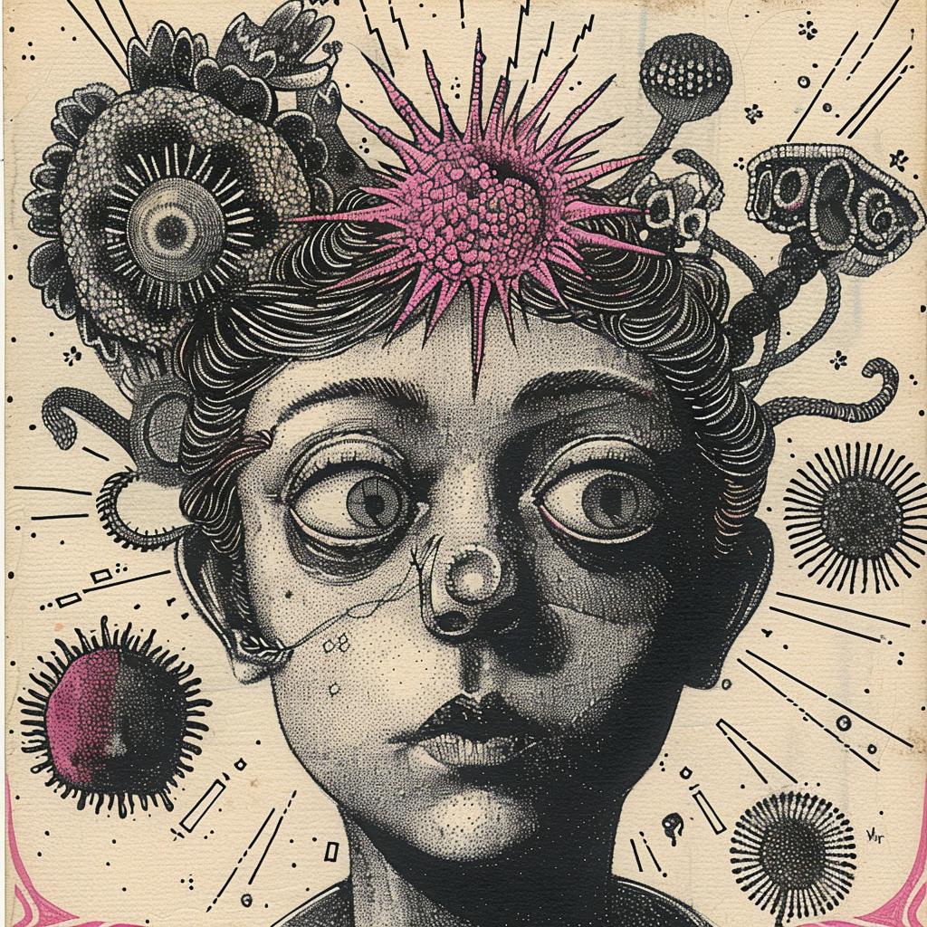 dada  surreal  Ukiyo-e  Japan  flowerpunk  drawing  Risograph  Symbolist  hyper-realistic  pointillism 916194