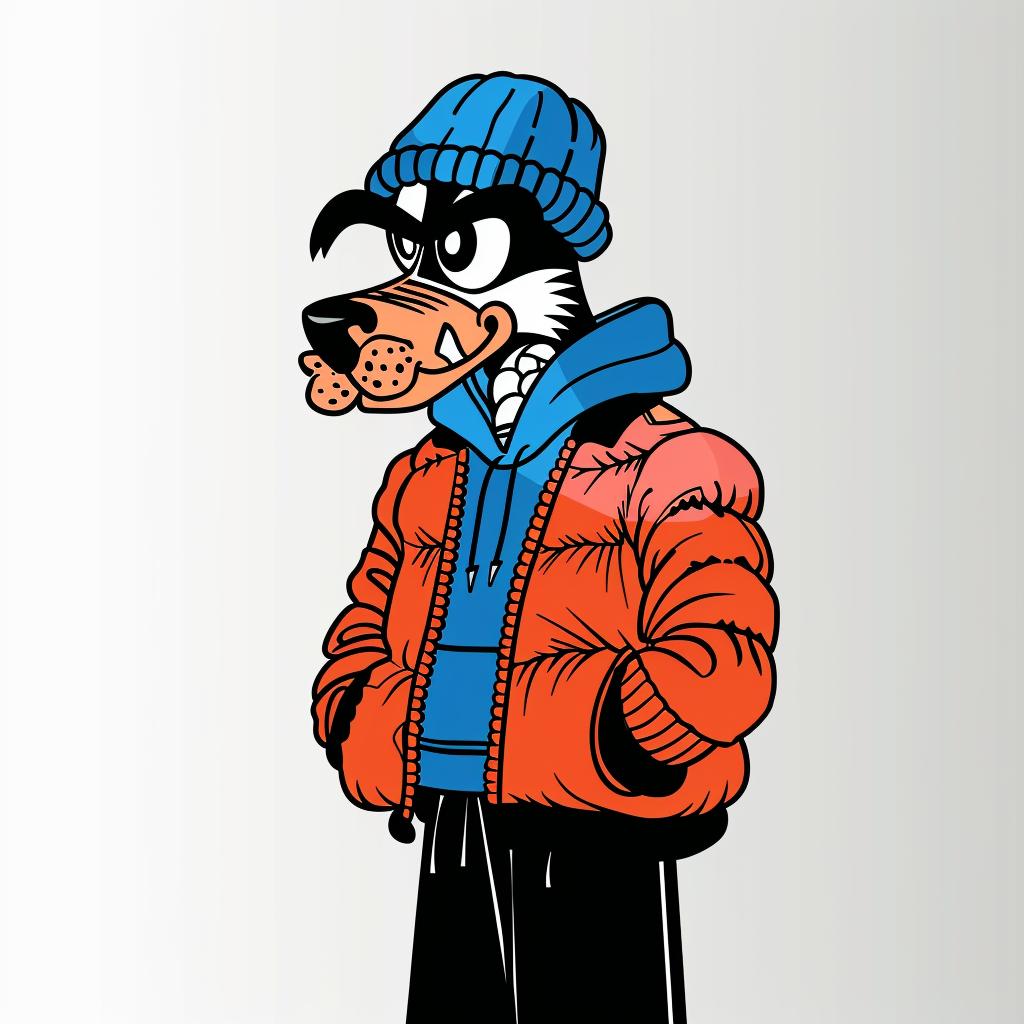 aggressive  streetwise  animal  jacket  hat  cartoon  dog  winter  playful  casual 959268
