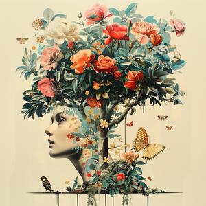 woman  flowers  butterflies  portrait  chromolithography  colorful  illustration  art  nature  design 1056884