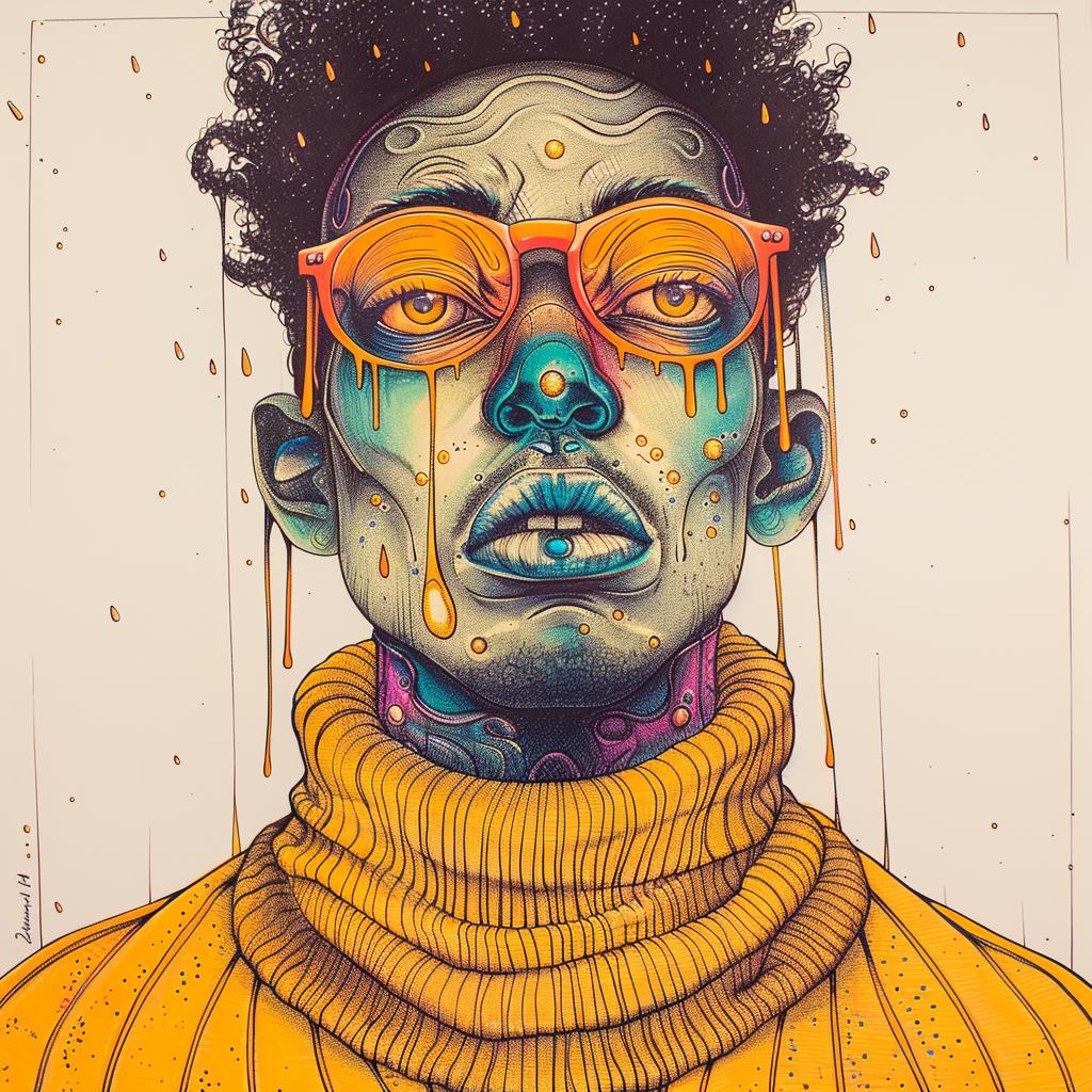 PopArt  man  glasses  yellowSweater  drawing  TroyBrooks  whimsical  fashion  creative  whiteBackground 939267
