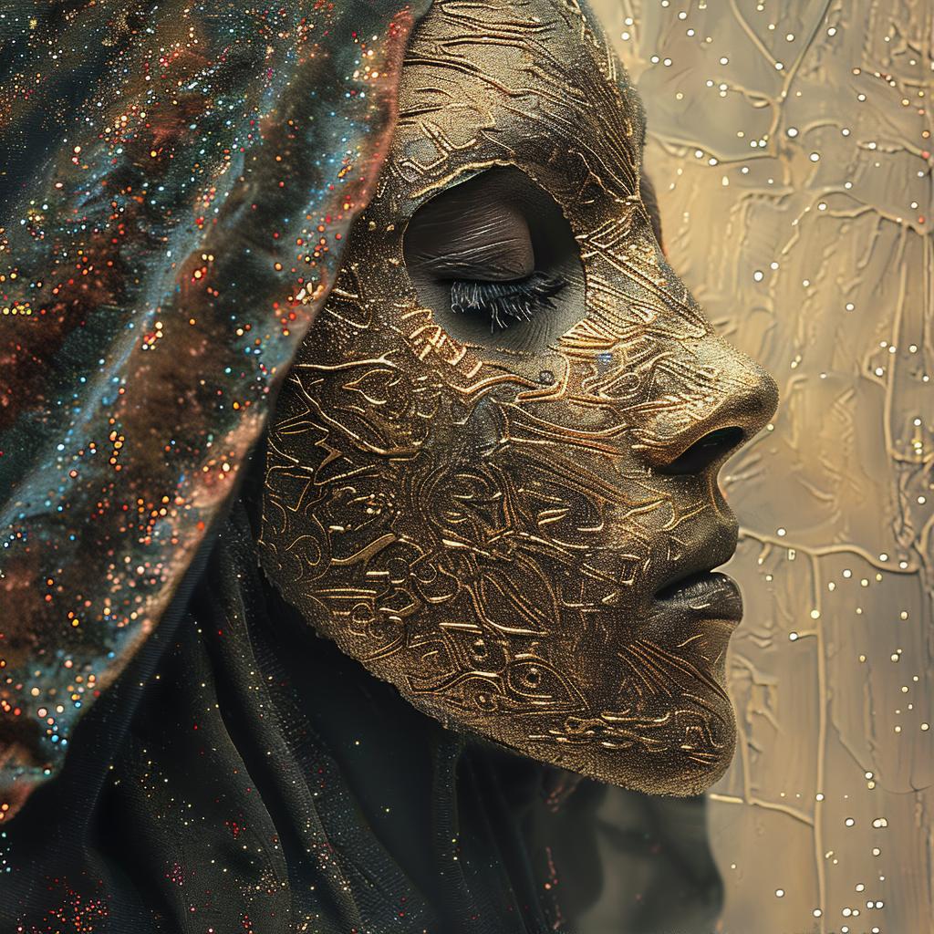 glitter  painting  woman  gold  mask  artistic  expression  colorful  decorative  figurative 1035009