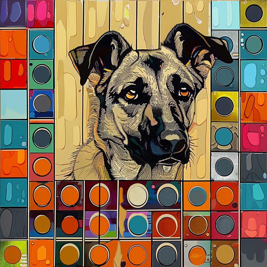 dog  german  shepherd  colorful  squares  pattern  canvas  print  vibrant  art 938532