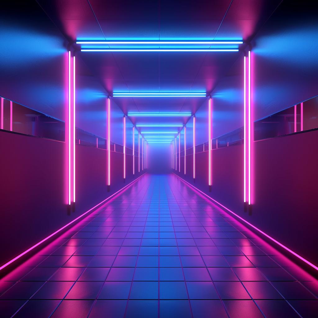 neon  corridor  blue  pink  lighting  futuristic  design  outrun  unreal  scene 1032740