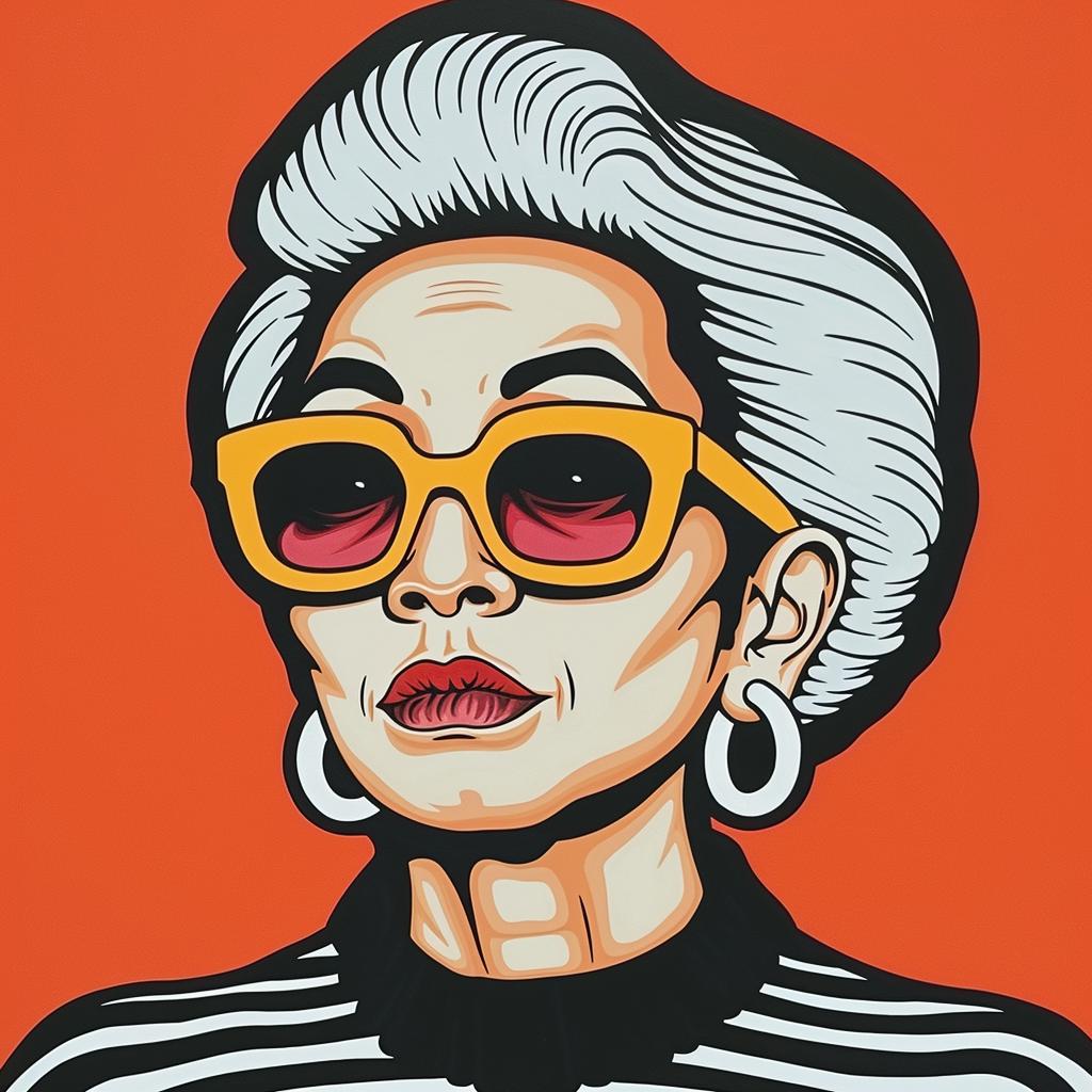 poster  orange  black  grandma  sunglasses  stylized  vibrant  art  portrait  elderly 1023848