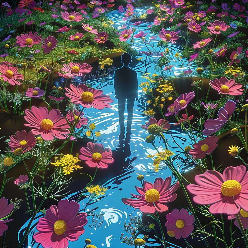 man  stream  flowers  nature  water  landscape  tranquil  scenery  vibrant  peaceful 1016720