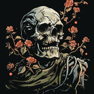 poster  skull  roses  graphic  design  art  illustration  colorful  gothic  stylized 1065775
