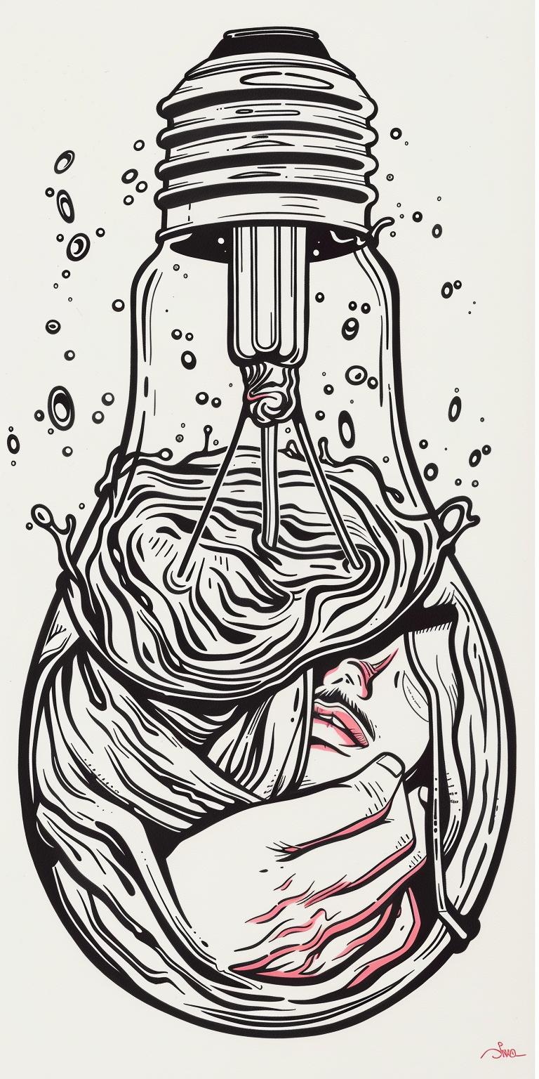 lightbulb  liquid  woman  drowning  drawing  surreal  conceptual  dark  art  visual 940646