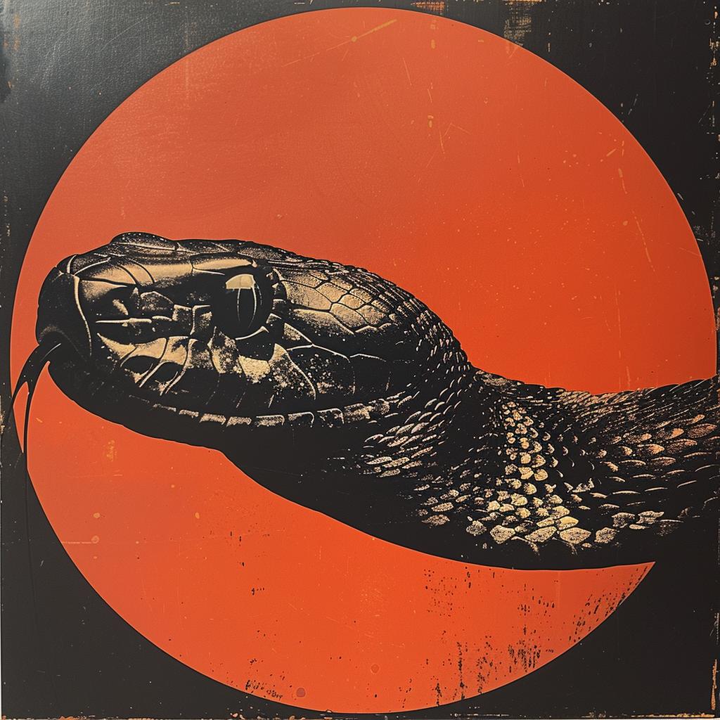 snake  red  background  circle  album  cover  Bauhaus  abstract  art  vibrant 964411