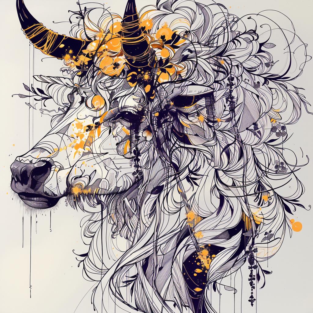mythical  creature  hybrid  bull  flowers  head  fantastical  unique  animal  fantasy 952950