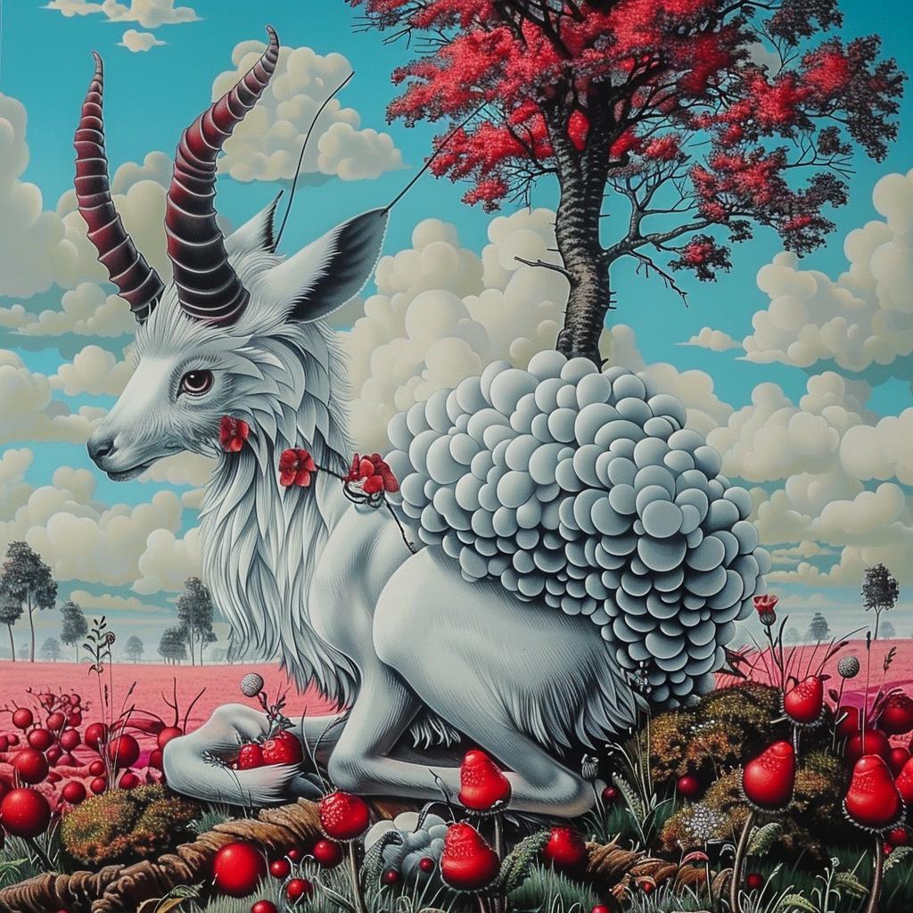 horned  animal  tree  painting  mythical  fantasy  colorful  surreal  nature  unique 941309