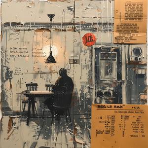 man  newspaper  encaustic  paint  impasto  table  portrait  Jakub  Rozalski  NOMA 1066355