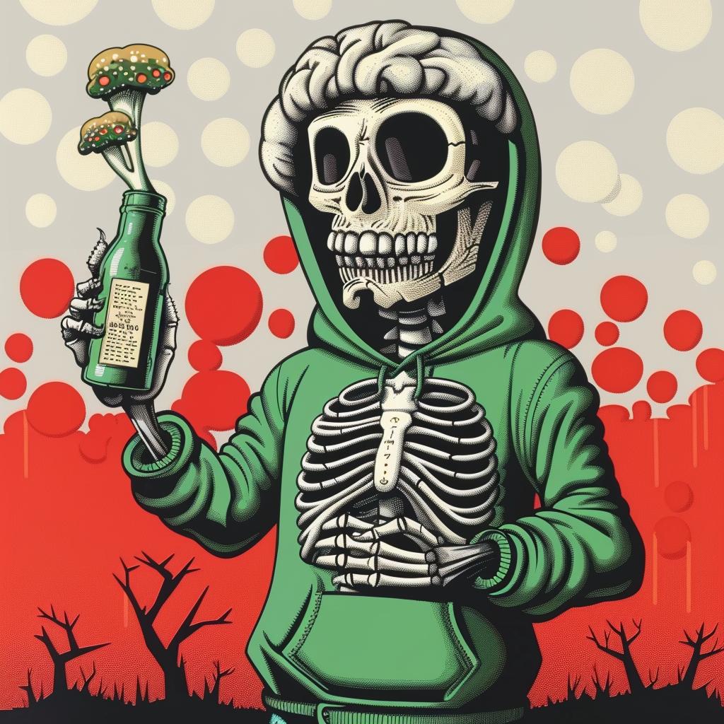 skeleton  creature  beer  hoodie  whitespace  humor  character  illustration  graphic  style 1033344