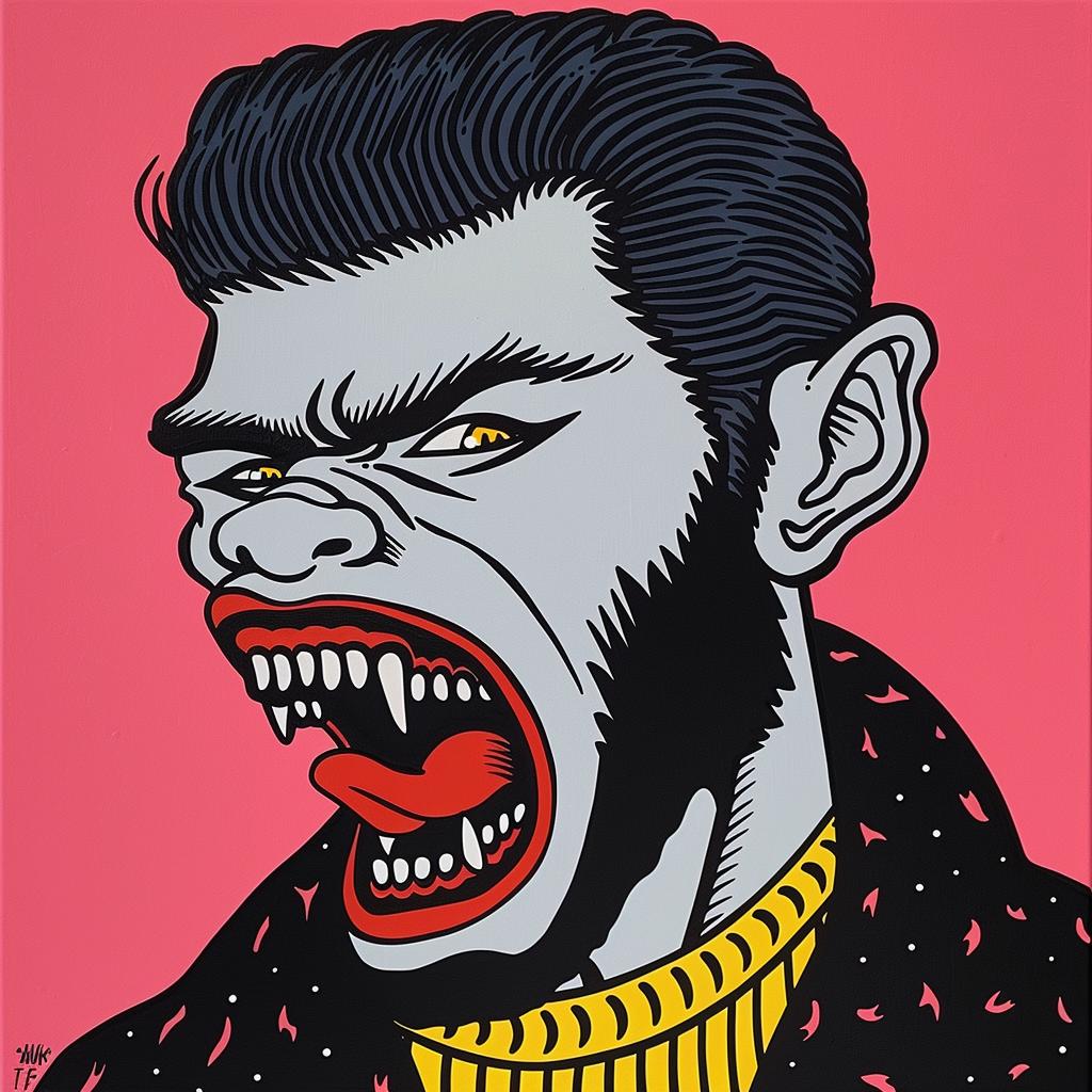 wolfman  painting  open  mouth  portrait  gory  expression  figural  dark  dramatic 973128