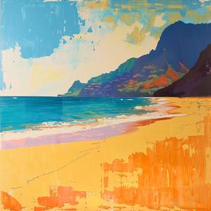 Kauai  beach  mountains  abstract  minimalistic  landscape  ocean  nature  art  colors 1038825