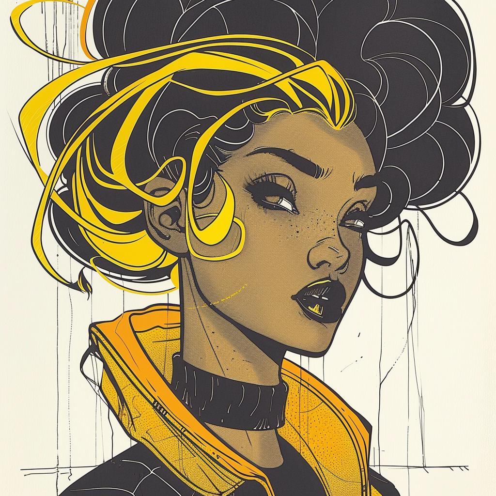 PopArt  model  AfricanAmerican  hair  yellow  PatrickNagel  white  background  illustration  portrait 938265