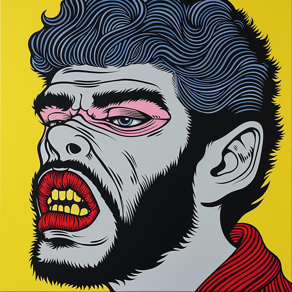 wolfman  painting  character  portrait  vibrant  art  red  yellow  expression  colorful 973075