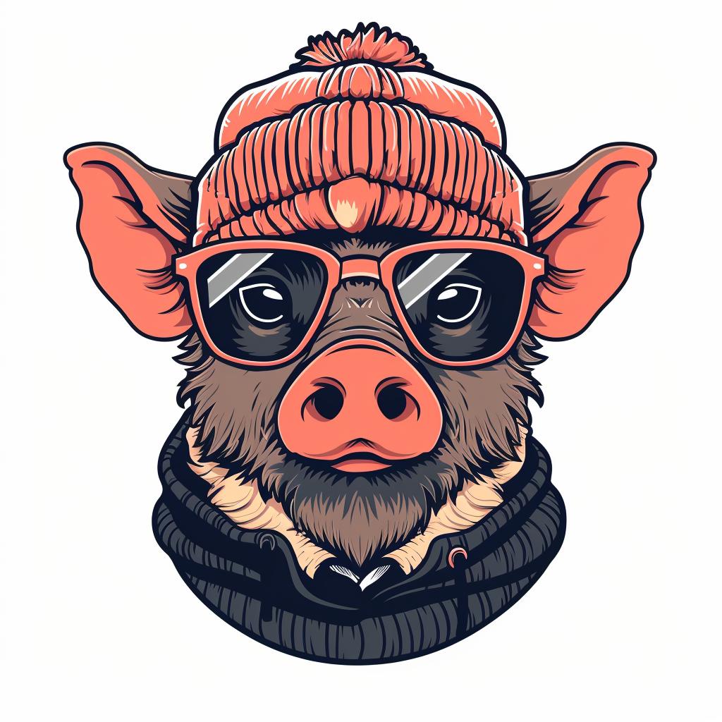 pig  knitted  hat  glasses  street  culture  minimal  stylized  cute  urban 958734