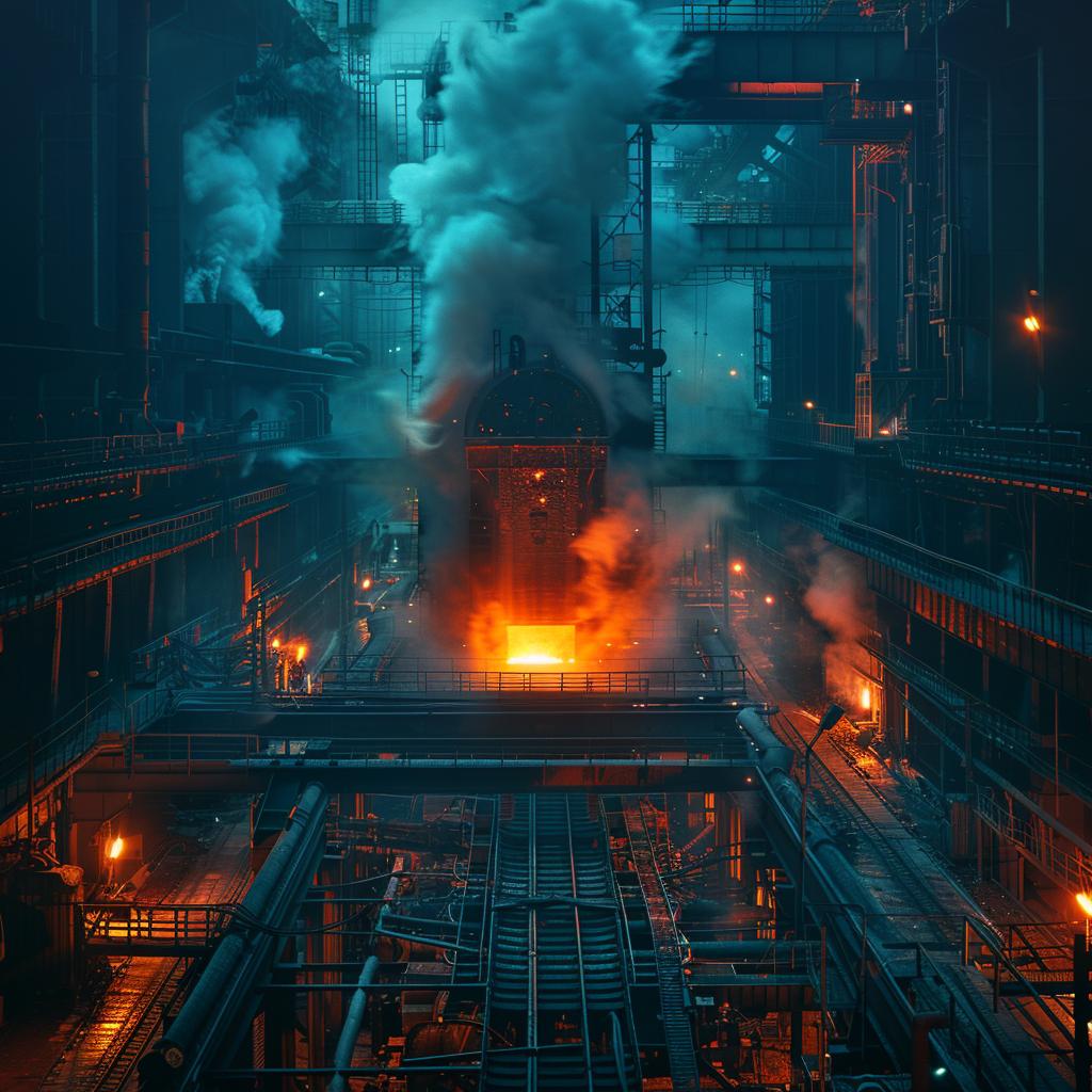 industrial  factory  photo  molten  steel  smoke  lighting  glow  pipes  steel 965323
