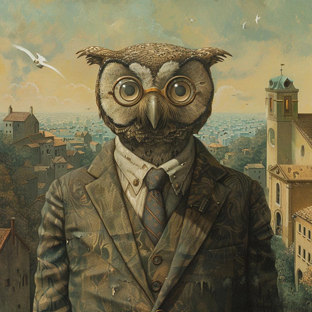 surreal  owl  spiritual  occult  introspective  naturalistic  terror  professor  painting  cover 975491