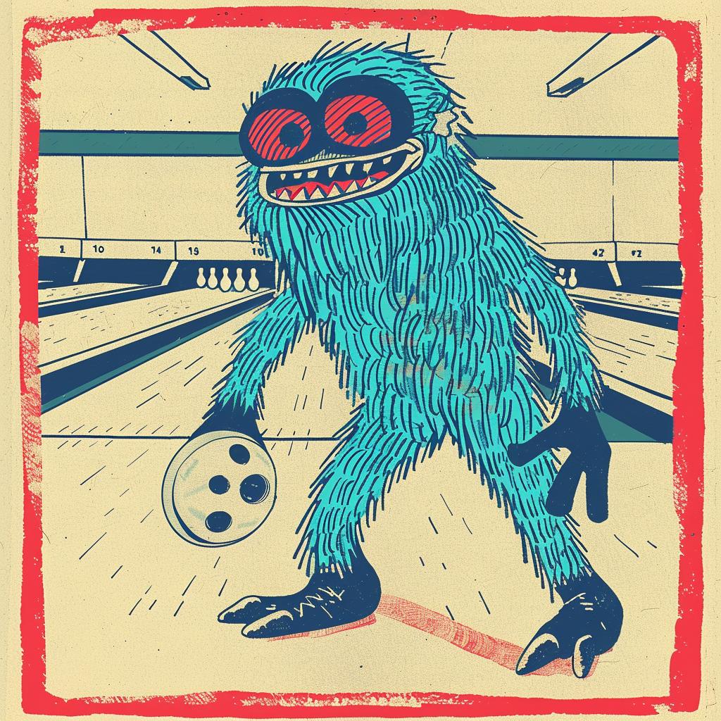 creature  bowling  monster  poster  cartoon  fun  alley  amusement  sport  quirky 940756