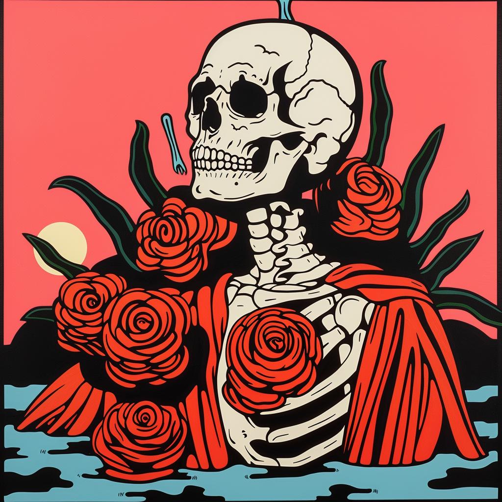 album  skeleton  roses  poster  horror  dark  McFarlane  graphic  illustration  red 1024872