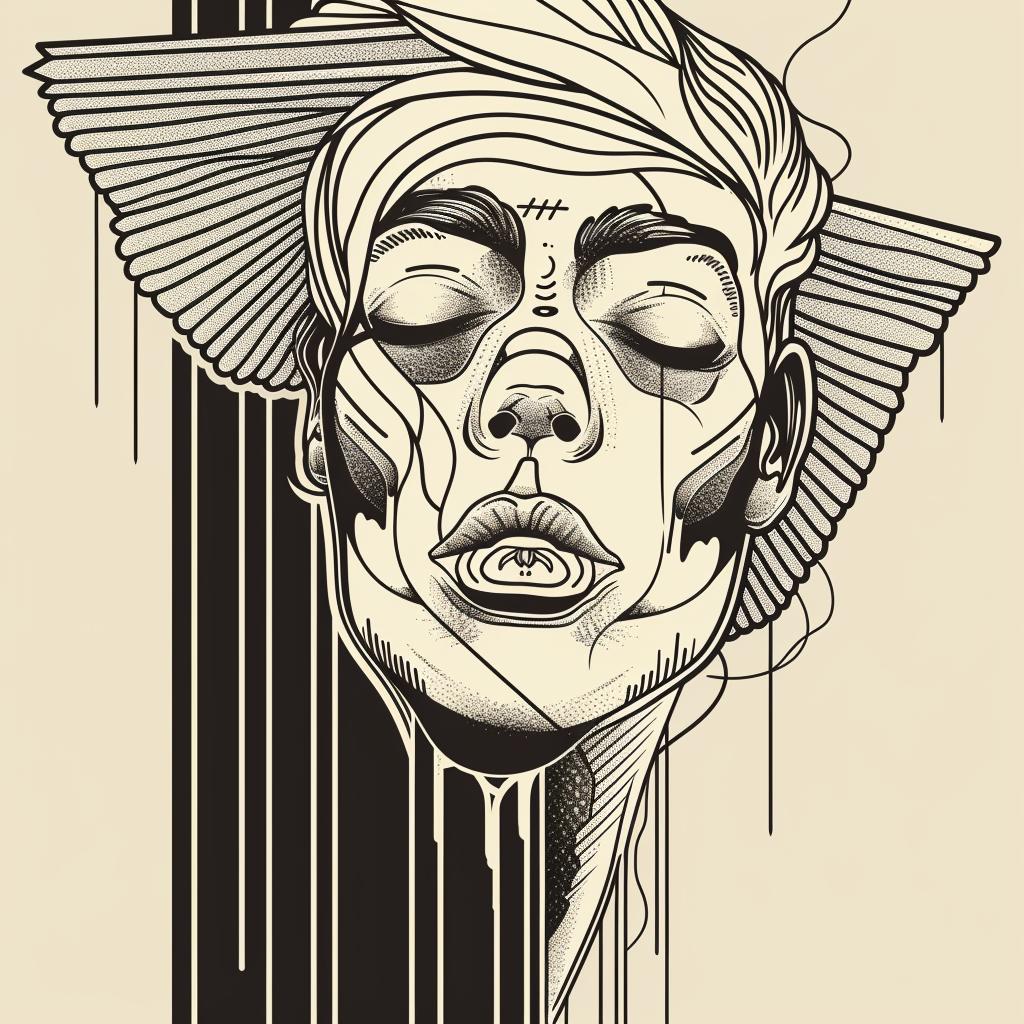 رسم امرأة وجه طائر سريالية فن غامض تصميم روحي جرافيكي 939694