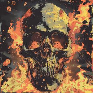 surreal  album  cover  skull  crossbones  flames  symbolist  screenprinting  art  creative 1063559