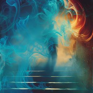 man  stairs  smoke  fire  chromolithography  artistic  illustration  dramatic  dark  vintage 1054546