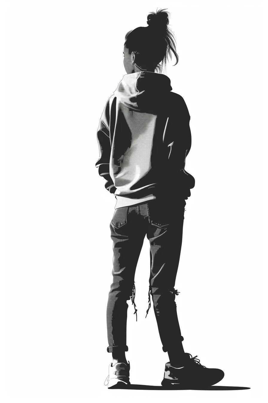 silhouette  woman  hoodie  back  camera  minimal  vector  white  background  fashion 954450