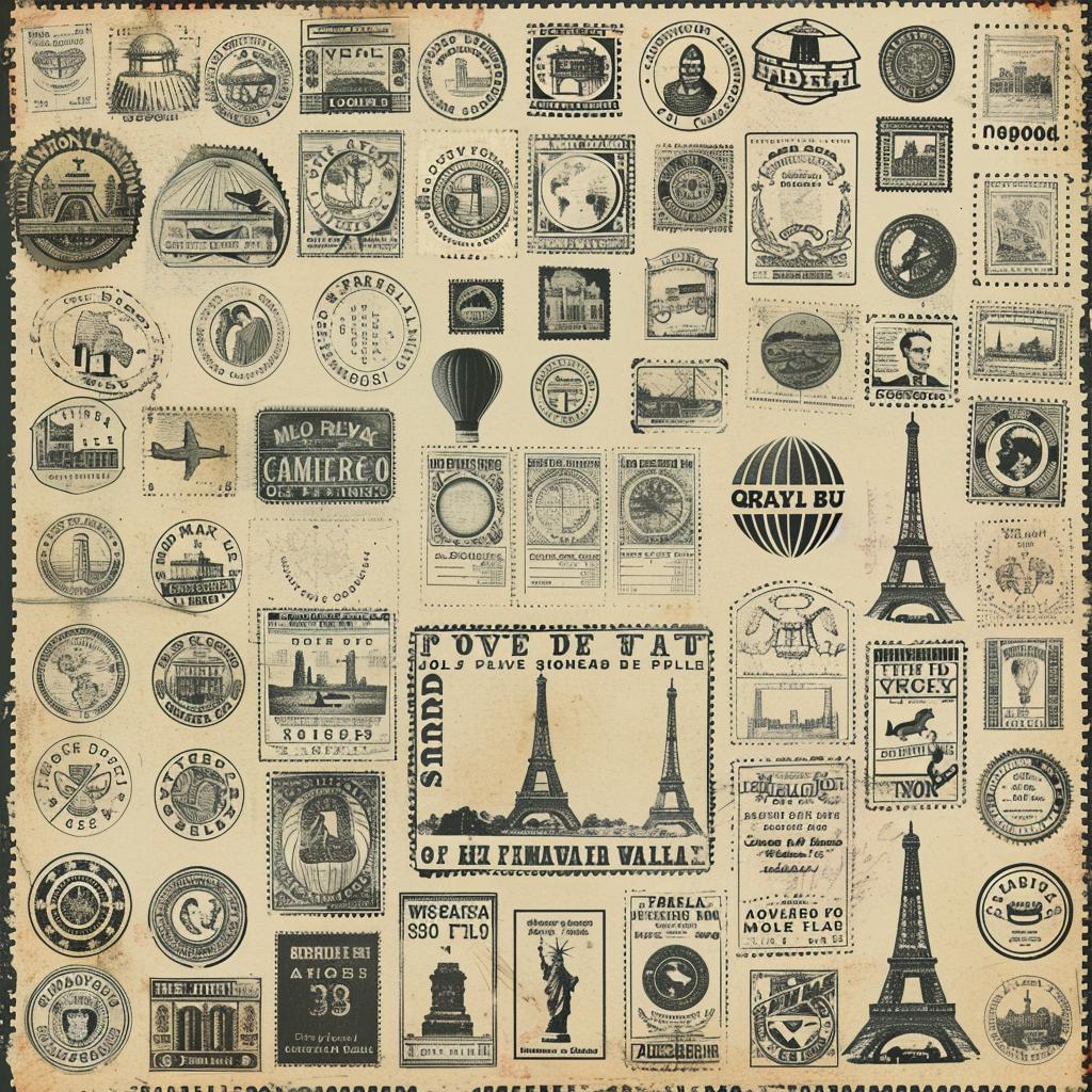 stamps  travel  collection  vintage  distressed  vector  design  historic  postal  art 918259