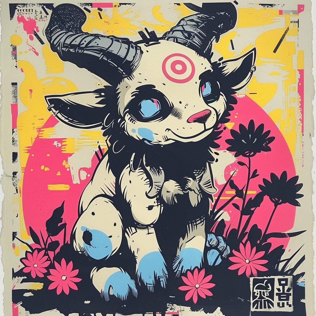 mythical  goat  blue  eyes  flowers  hybrid  creature  unique  fantastical  nature 941250