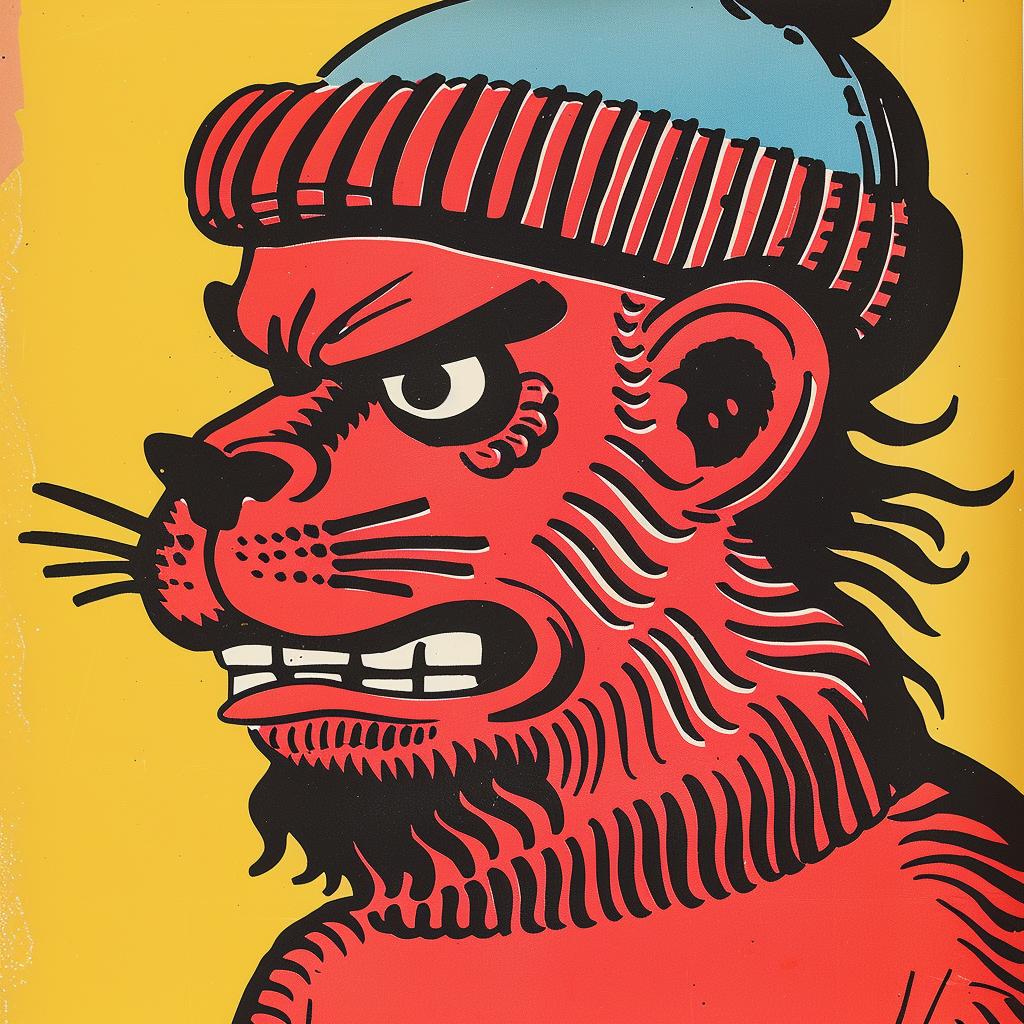 skull  lion  vibrant  portrait  comic  cap  1950s  colors  illustration  Jack 921758