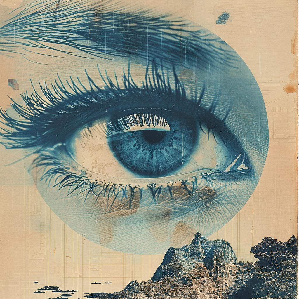 albumart  Risograph  surrealism  eye  mountain  background  psychedelic  vintage  collage  art 1026620