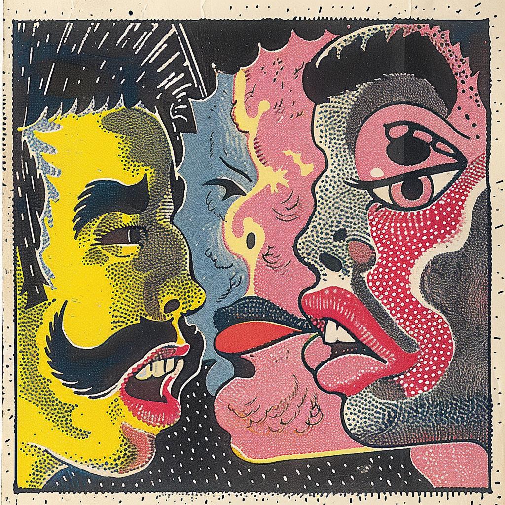 album  cover  Ukiyo-e  surreal  flowerpunk  chaos  women  men  shattered  Risograph 916917