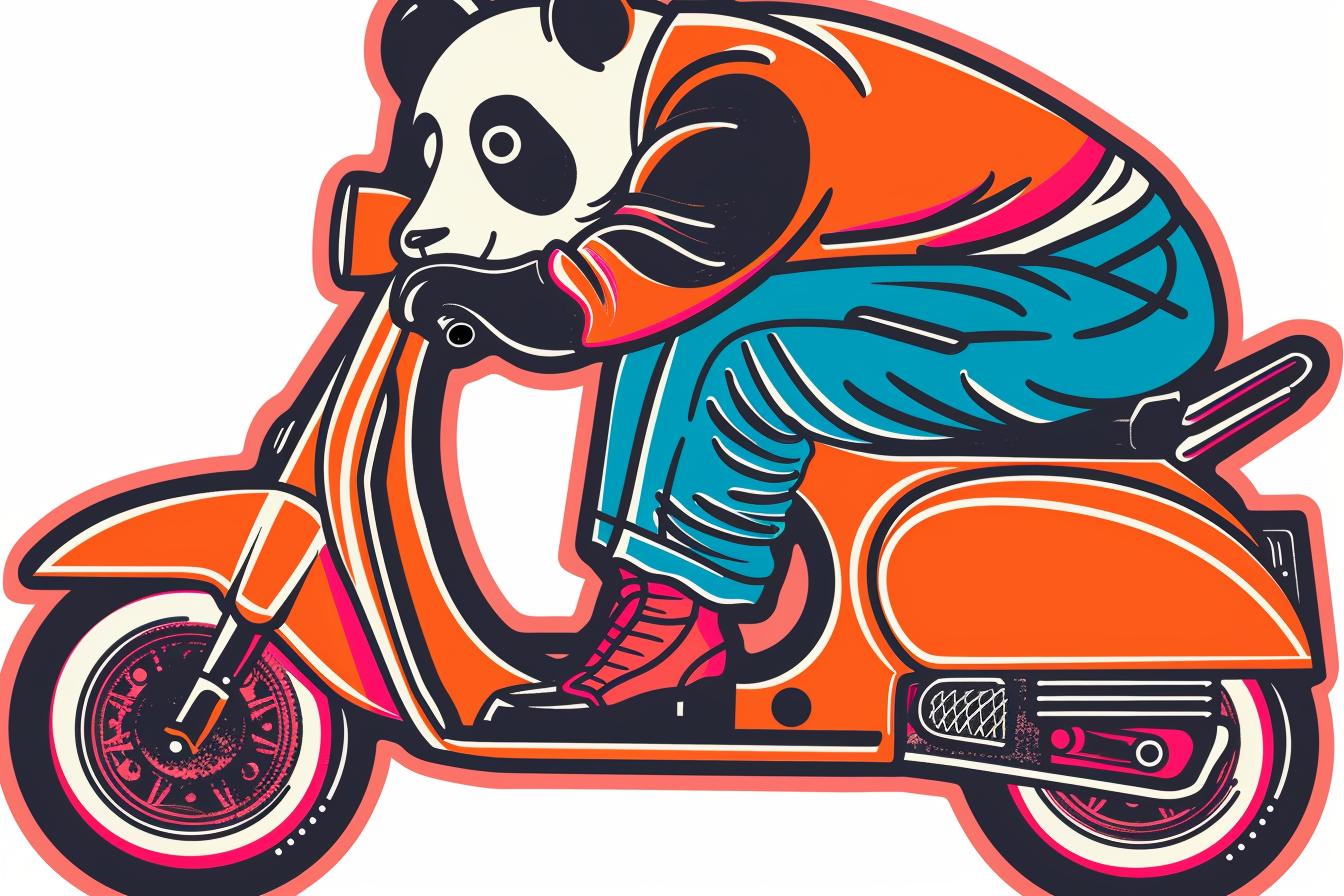 panda  scooter  cute  animal  riding  Troy  Brooks  popart  graphic  fun 938744