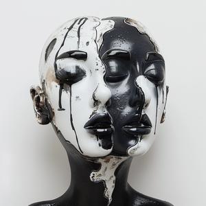 نحت وجه امرأة أسود أبيض هيلدنبرانت، تجريدي، إخوة فنيون، بسيط، 1072570