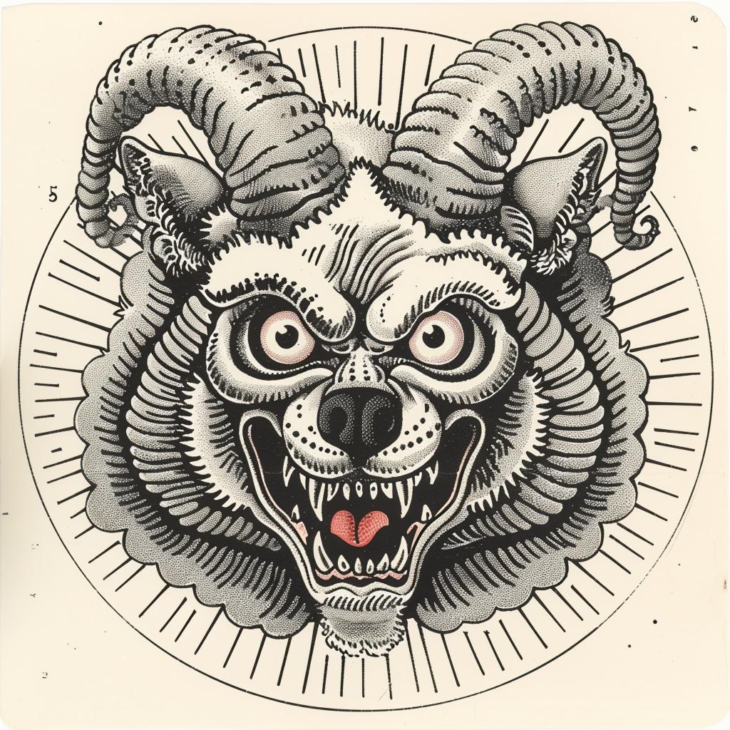 mythical  creature  wolf  sheep  hybrid  halftone  illustration  creativity  art  stylization 934942
