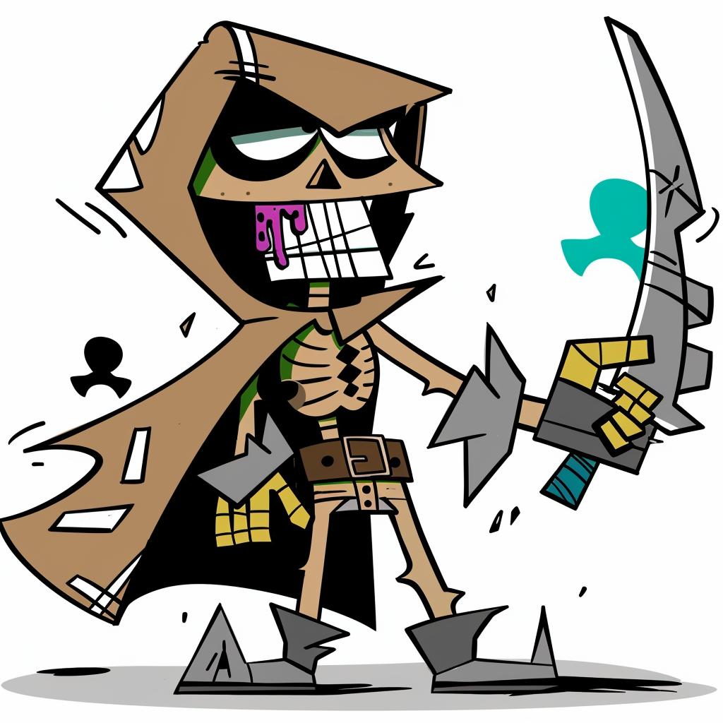 grim  reaper  skeleton  cartoon  sword  hood  dark  character  fantasy  comic 1024446