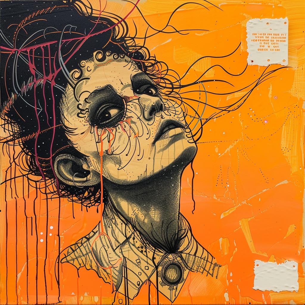 encaustic  paint  woman  hair  portrait  Beatrice  Alemagna  colorful  expressive  dramatic 924230
