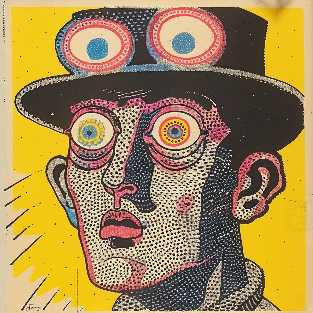 man  threeeyes  art  poster  Kandinsky  design  top hat  glasses  vintage  expression 916940