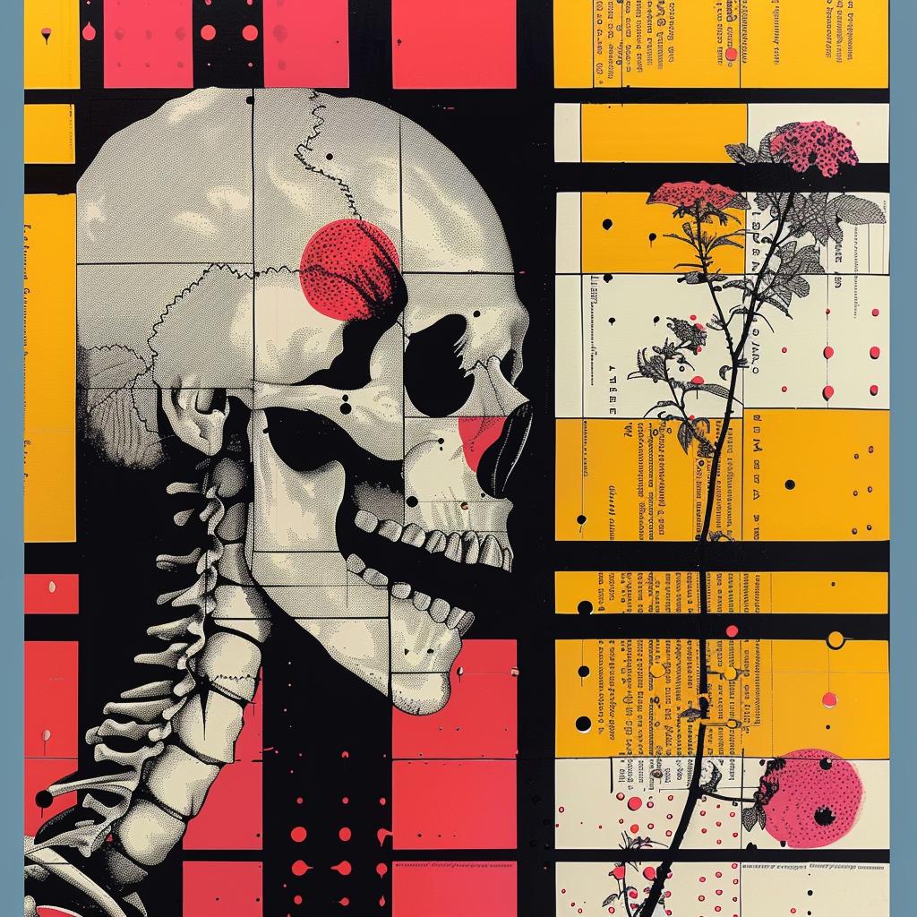 skull  flowers  rose  red  impressionism  dark  graphic  art  design  symbolism 968567