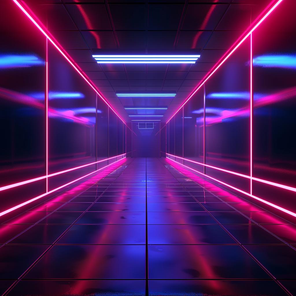 neon  corridor  lighting  blue  pink  strips  dark  unreal  outrun  stylize 1032747