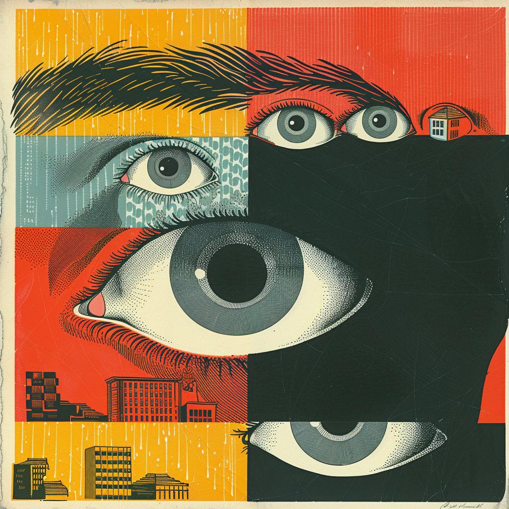 surreal  album  cover  screenprinting  hyper-realistic  eye  city  background  poster  art 960572