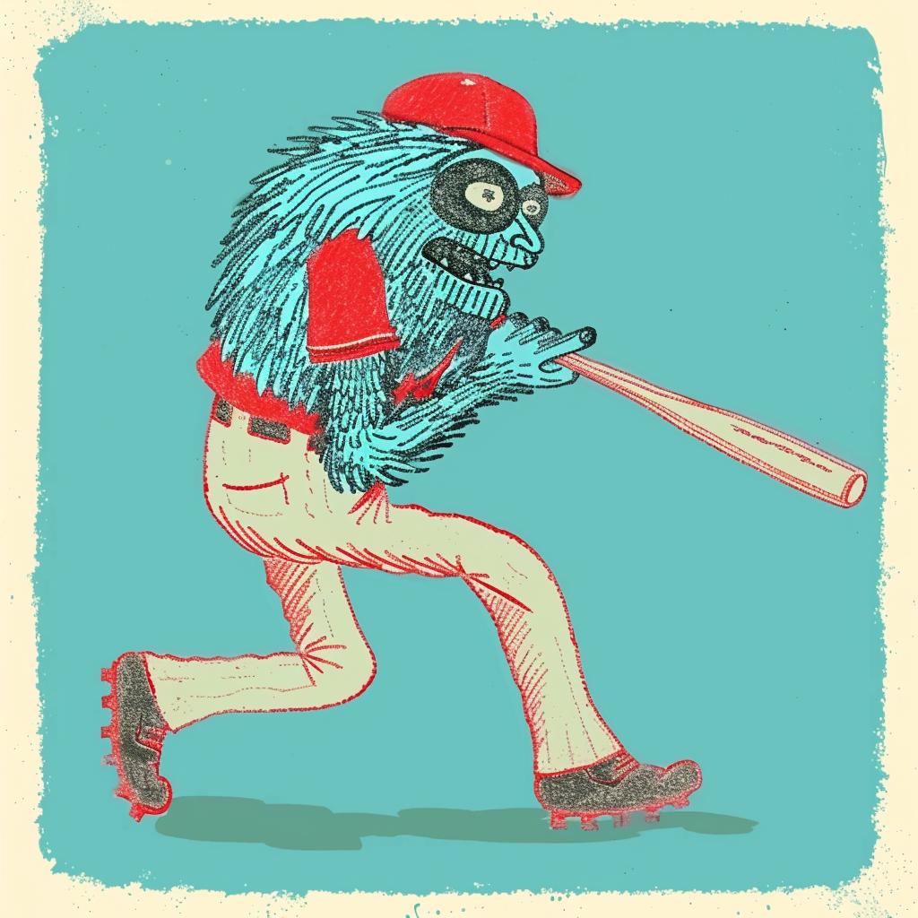 baseball  player  uniform  cartoon  monster  bat  red  pink  character  playful 940307