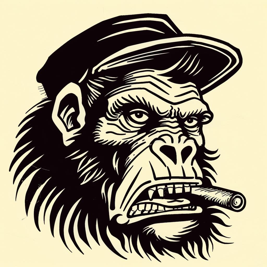gorilla  cap  cigar  cool  funny  mascot  character  illustration  bold  playful 939937