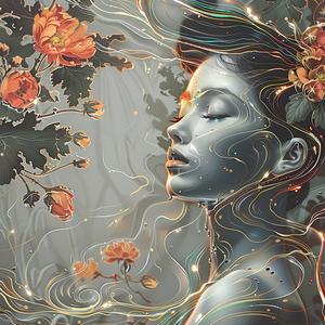 امرأة، أزهار، شعر، صورة، لون حجري، طبيعة، فنية، غريبة، ملونة، هادئة 1039397