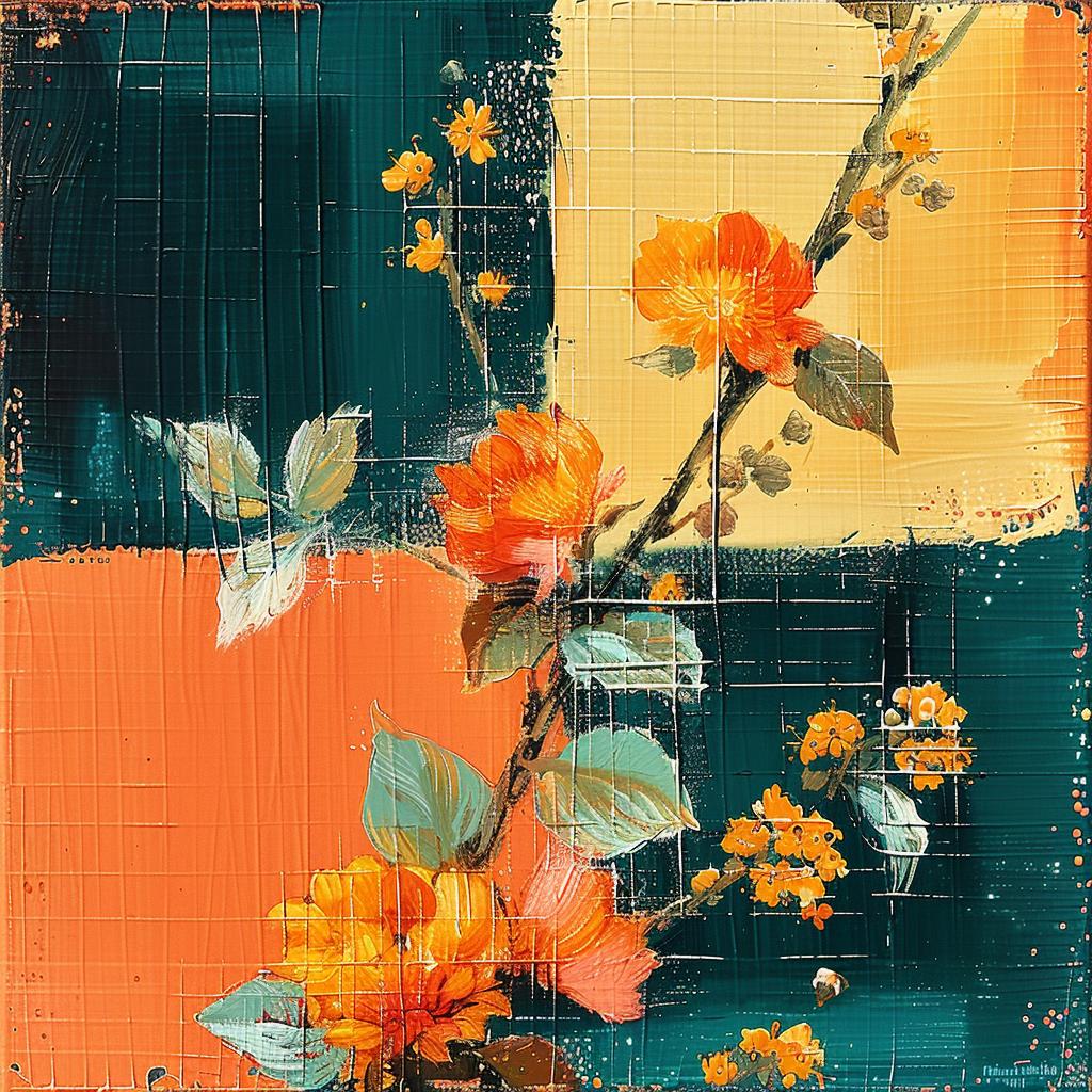 abstract  flowers  orange  green  black  colorful  vibrant  expressionism  art  nature 963614