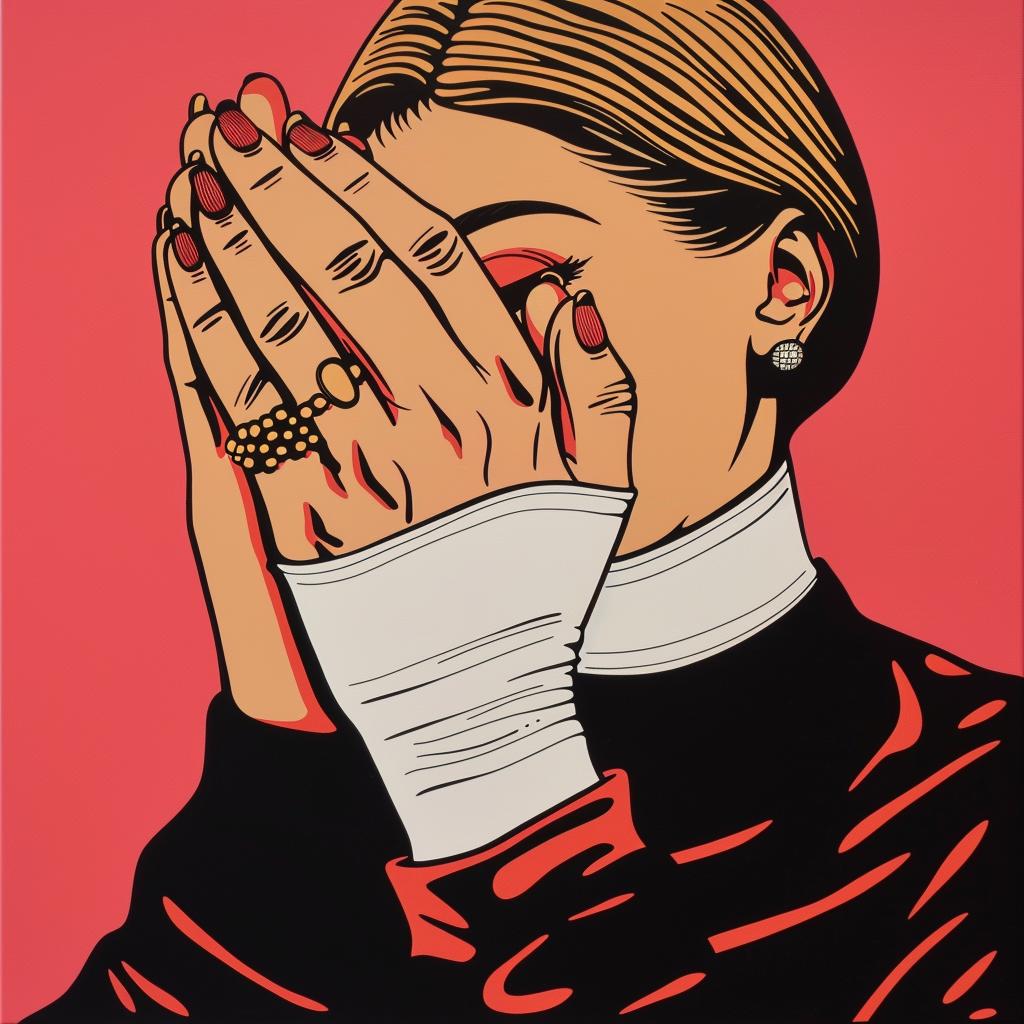 hands  prayer  woman  face  covering  emotional  portrait  painting  introspection  serenity 1022206